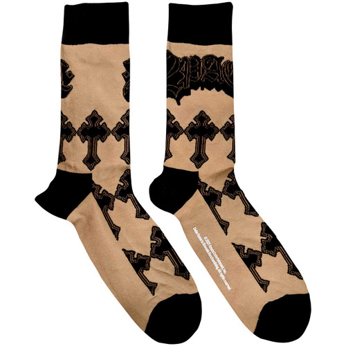 Tupac 'Crosses' (Sand) Socks (One Size = UK 7-11)