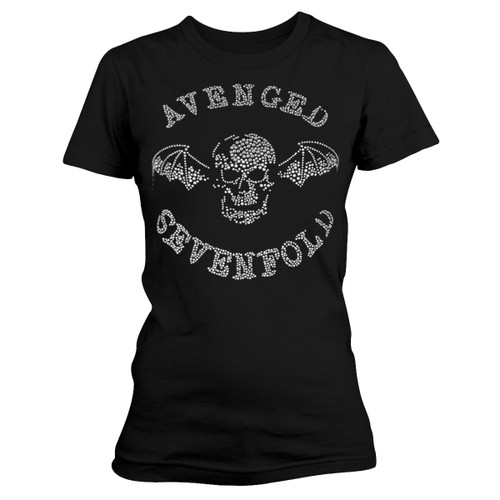 Avenged Sevenfold 'Death Bat Diamante' (Black) Womens Fitted T-Shirt