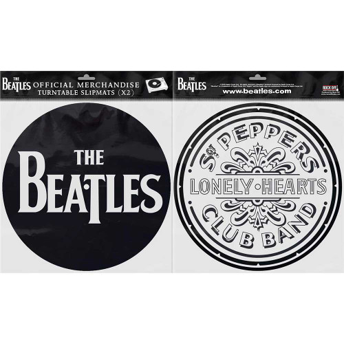 The Beatles 'Drop T Logo & Sgt Pepper Drum' Turntable Slipmat Set