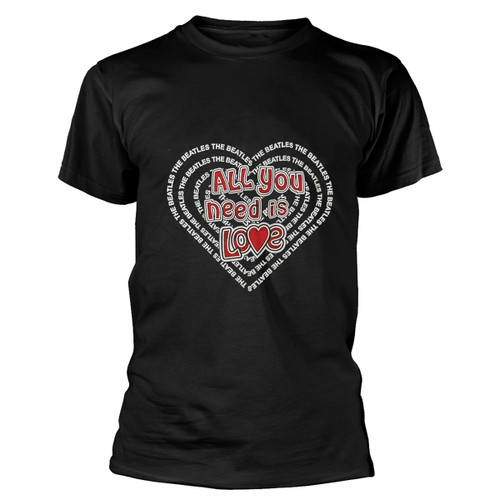 The Beatles 'All You Need Is Love Heart' (Black) T-Shirt