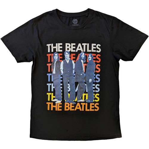 The Beatles 'Iconic Multicolour' (Black) T-Shirt