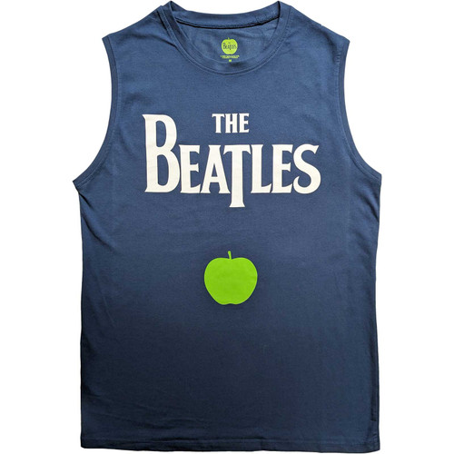 The Beatles 'Drop T Logo & Apple' (Blue) Tank Vest