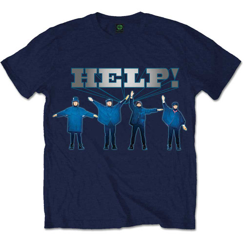 The Beatles 'Help! Silver Logo' (Navy) T-Shirt