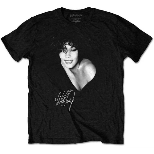 Whitney Houston 'B&W Photo' (Black) T-Shirt