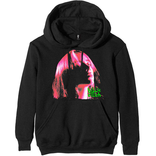 Billie Eilish 'Neon Shadow Pink' (Black) Pull Over Hoodie