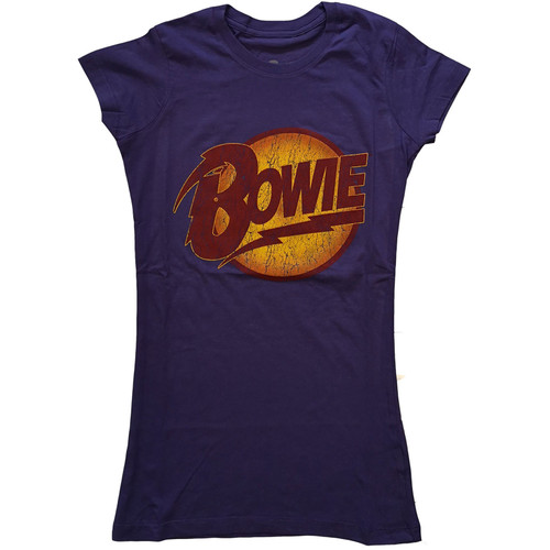 David Bowie 'Vintage Diamond Dogs Logo' (Purple) Womens Fitted T-Shirt