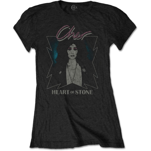 Cher 'Heart of Stone' (Black) Womens Fitted T-Shirt