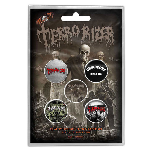 Terrorizer 'Caustic Attack' Button Badge Pack