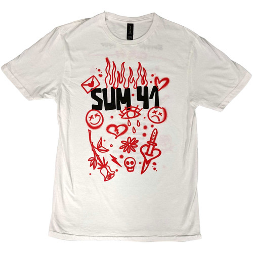 Sum 41 'Sketches European Tour 2022' (White) T-Shirt Front