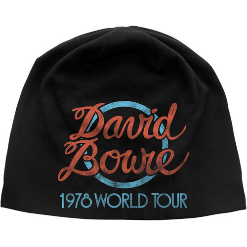 David Bowie 'World Tour Logo JD Print' (Black) Beanie Hat