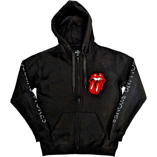 The Rolling Stones 'Hackney Diamonds Shattered Tongue' (Black) Zip Up Hoodie