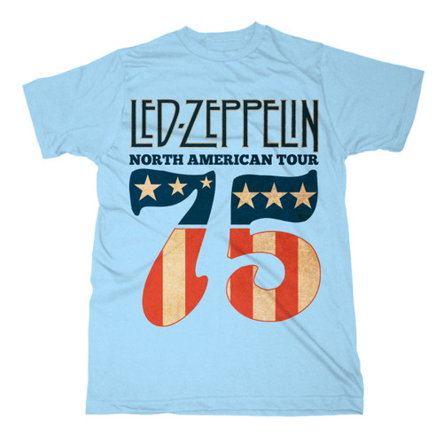Led Zeppelin '1975 North American Tour' (Blue) T-Shirt