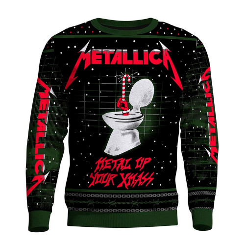 Metallica 'Metal Up Your Xmass 2023' (Black) Knitted Sweatshirt Front