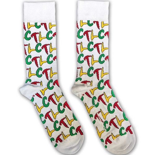 TLC 'Logo Repeat' (White) Socks (One Size = UK 7-11)