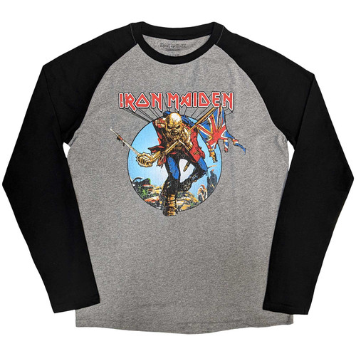 Iron Maiden 'Trooper Burst' (Black & Grey) Long Sleeve Raglan Shirt