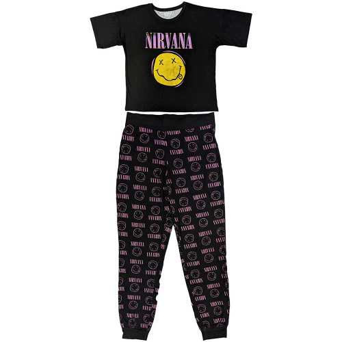 Nirvana 'Xerox Smile Pink' (Black) Womens Pyjama Set