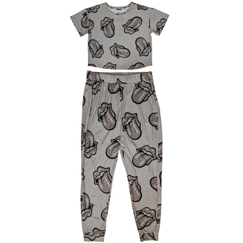 The Rolling Stones 'Heart Tongue' (Grey) Womens Pyjama Set