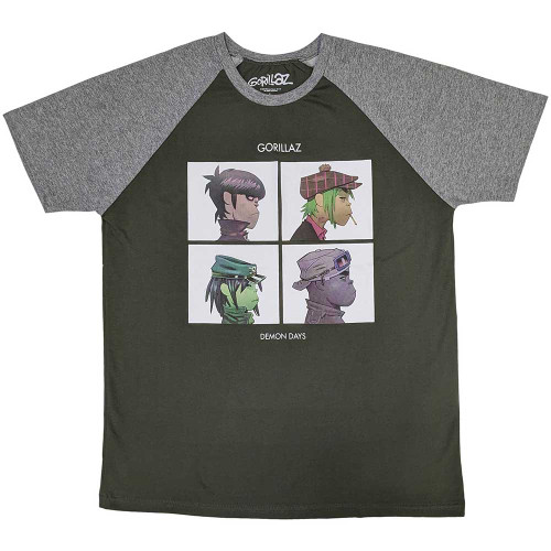 Gorillaz 'Demon Days' (Green & Grey) Raglan T-Shirt