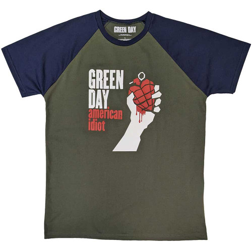 Green Day 'American Idiot' (Green & Navy) Raglan T-Shirt