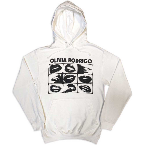 Olivia Rodrigo 'Threshold Lips Grid' (White) Pull Over Hoodie