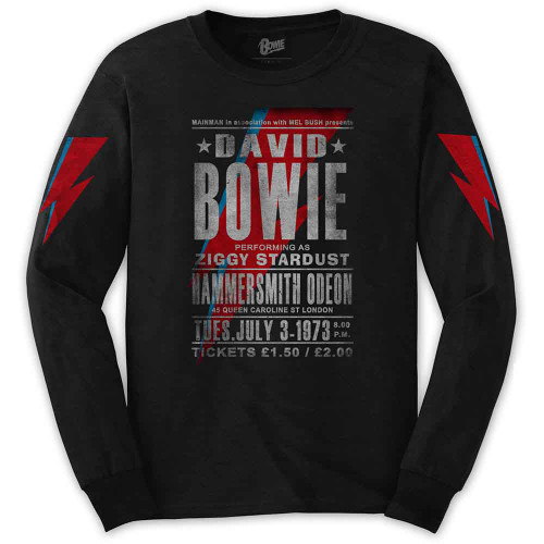 David Bowie 'Hammersmith Odeon' (Black) Long Sleeve Shirt