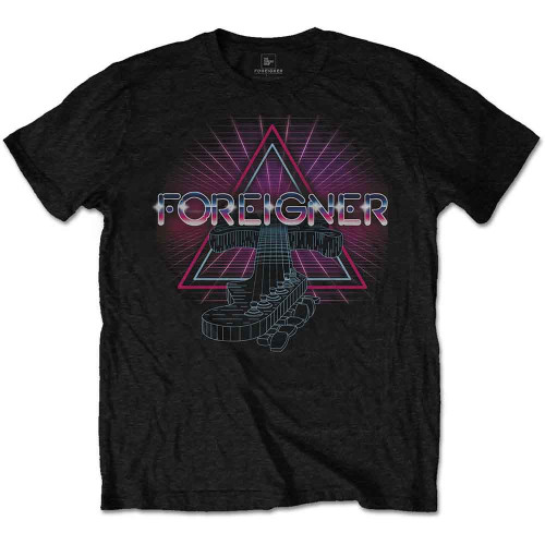 Foreigner 'Neon Guitar' (Black) T-Shirt