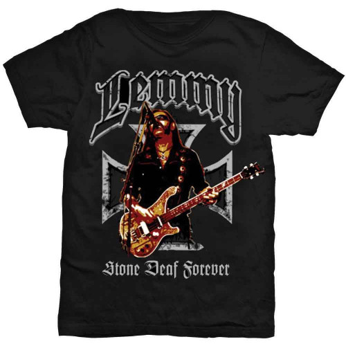 Lemmy 'Iron Cross Stone Deaf Forever' (Black) T-Shirt