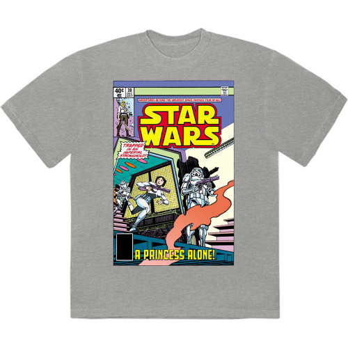 Star Wars 'A Princess Alone Comic Cover' (Grey) T-Shirt