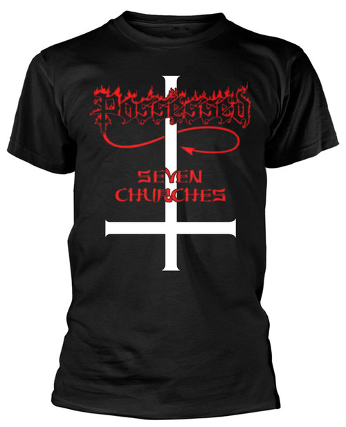 Possessed 'Seven Churches' (Black) T-Shirt Front
