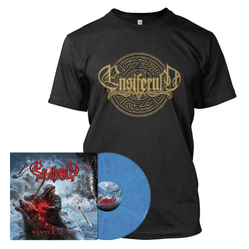 Ensiferum 'Winter Storm' Light Blue Ice Marbled Vinyl & T-Shirt Bundle