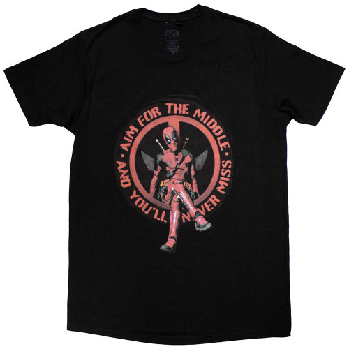 Marvel Deadpool 'Aim Middle' (Black) T-Shirt