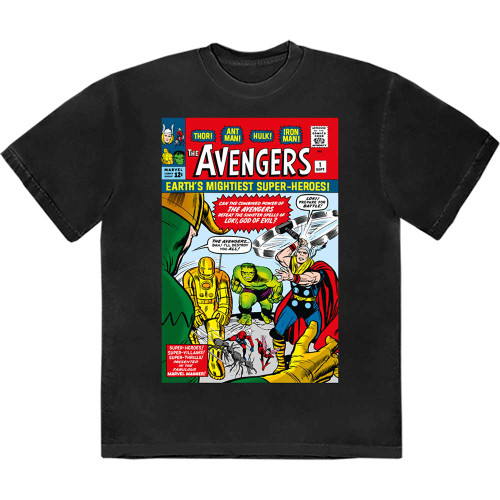 Marvel Avengers 'Earth's Mightiest... Comic Cover' (Black) T-Shirt