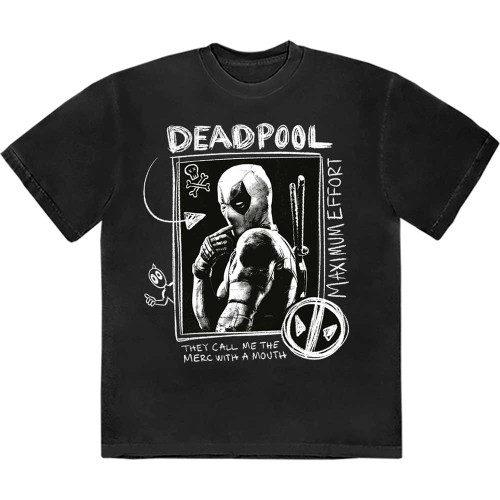 Marvel Deadpool 'Merc With A Mouth Max Effort' (Black) T-Shirt