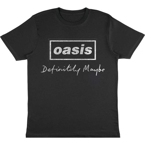 Oasis 'Definitely Maybe Distressed Text Logo' (Charcoal) T-Shirt