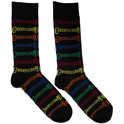 Grateful Dead 'Coloured Logos Pattern' (Black) Socks (One Size = UK 7-11)