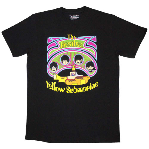 The Beatles 'Yellow Submarine Heads in Circles v2' (Black) T-Shirt