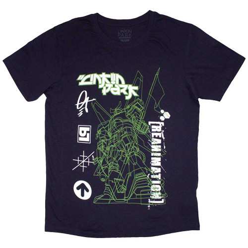 Linkin Park 'Reanimation Robot Sketch' (Navy Blue) T-Shirt