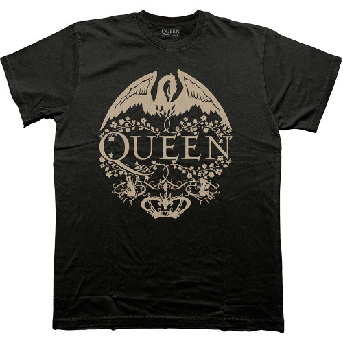 Queen 'Floral Crest Mono' (Black) T-Shirt
