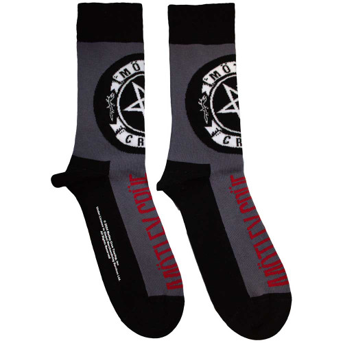 Motley Crue 'Pentagram Circle' (Grey) Socks (One Size = UK 7-11)