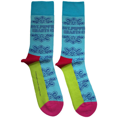 The Beatles 'Sgt Pepper Text Outlines' (Blue) Socks (One Size = UK 7-11)