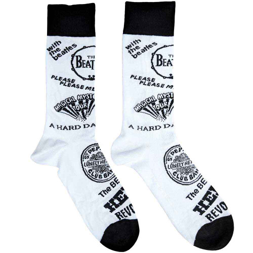 The Beatles 'Albums Monochrome' (White) Socks (One Size = UK 7-11)
