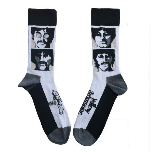 The Beatles 'Yellow Submarine Sea of Science Faces Mono' (White) Socks (One Size = UK 7-11)