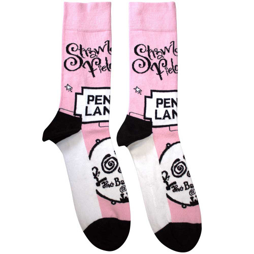 The Beatles 'Strawberry Fields/Penny Lane' (Pink) Socks (One Size = UK 7-11)
