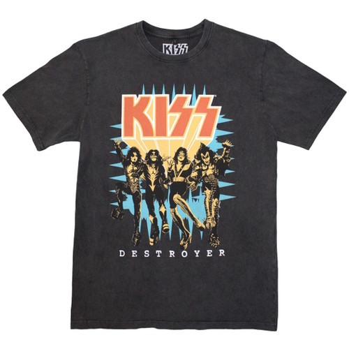 Kiss 'Destroyer' (Blue) Snow Wash T-Shirt