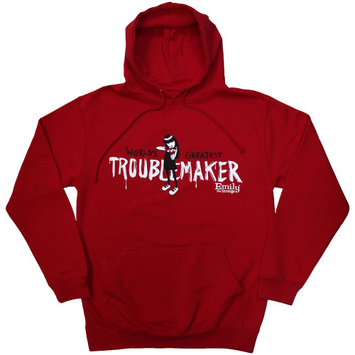 Emily The Strange 'Troublemaker' (Red) Pull Over Hoodie