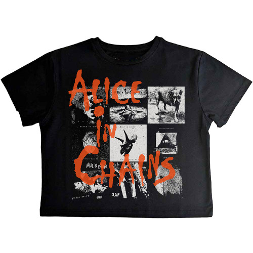 Alice In Chains 'Albums Montage' (Black) Womens Crop Top