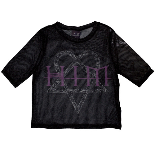 HIM 'Heartagram & Logo' (Black) Womens Mesh Crop Top