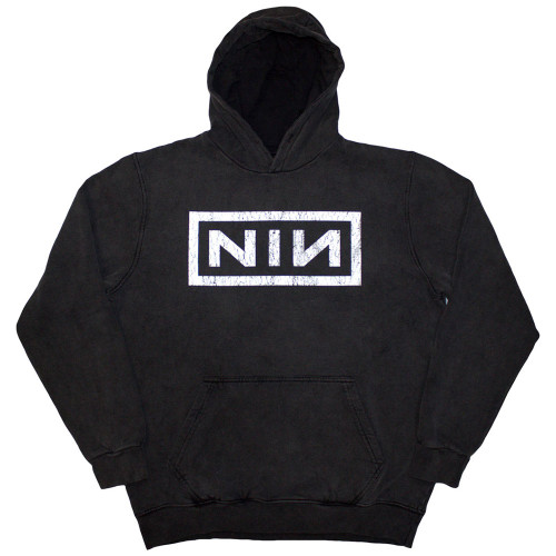 Nine Inch Nails 'Classic Logo' (Grey Wash) Pull Over Hoodie