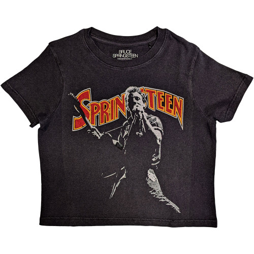 Bruce Springsteen 'Stage Pose' (Black) Eco Womens Crop Top