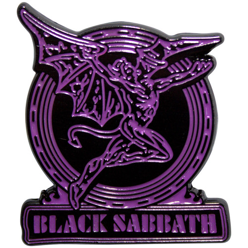 Black Sabbath 'Purple Text Logo & Daemon' Pin Badge